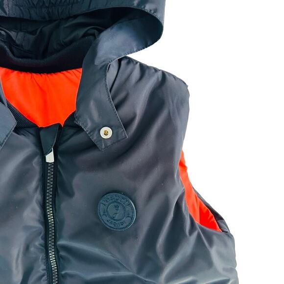 Jacadi Boys Reversible Puffer Vest Size 10 Navy / Blaze Orange Winter Snow Ski - Picture 2 of 5
